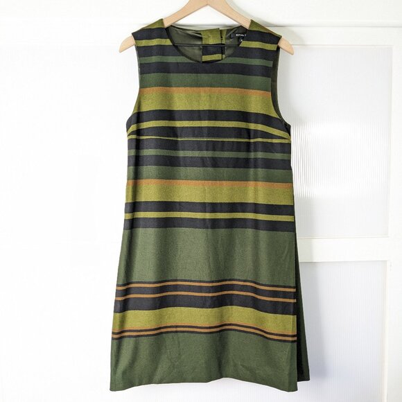 Rachel Roy Green Striped Dress Size 8 Sleeveless Lined Career Workwear Business - Picture 1 of 13
